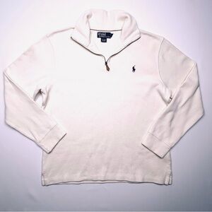 Polo Ralph Lauren White Estate-Rib Quarter-Zip Pullover Large
